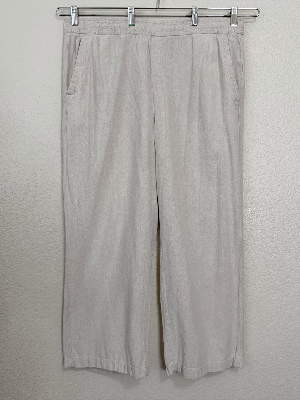 Old Navy Linen Blend Beige High-Rise Wide Leg Pull-On Pants, Size XL